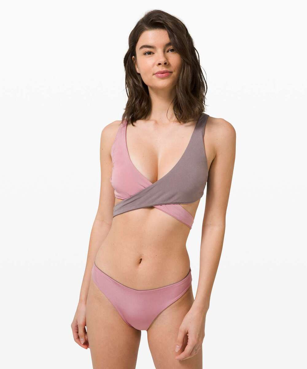 Lululemon All that Glimmers Wrap Swim Top Lunar Rock Pink Taupe